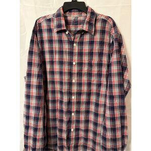 Men's J.Crew Casual Chambray Button Down Plaid Shirt Size L Western Lightweight
